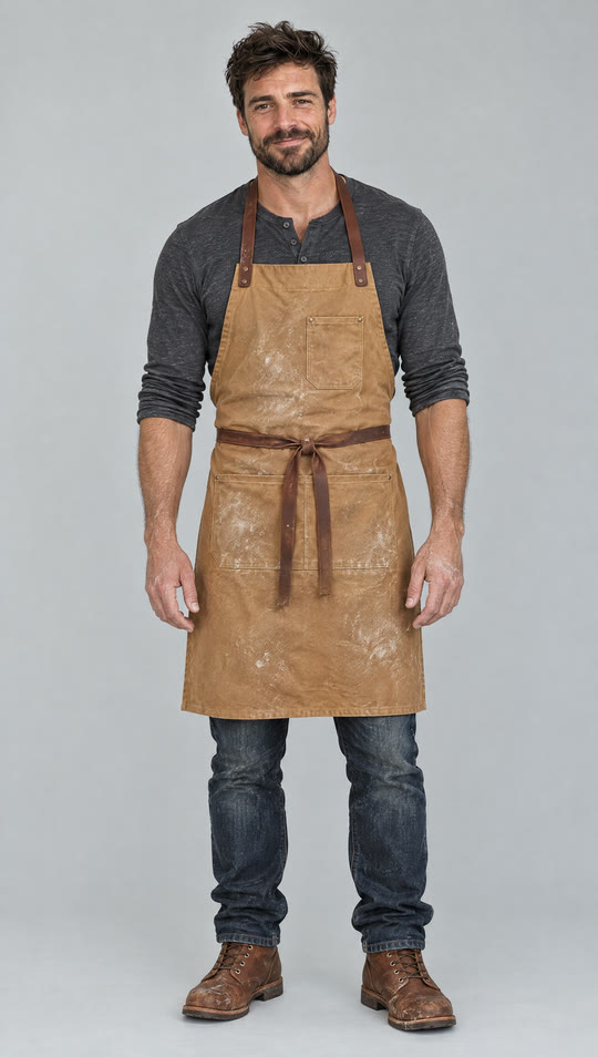 Theo’s clothed reference: his identity portrait and the baker’s outfit, combined