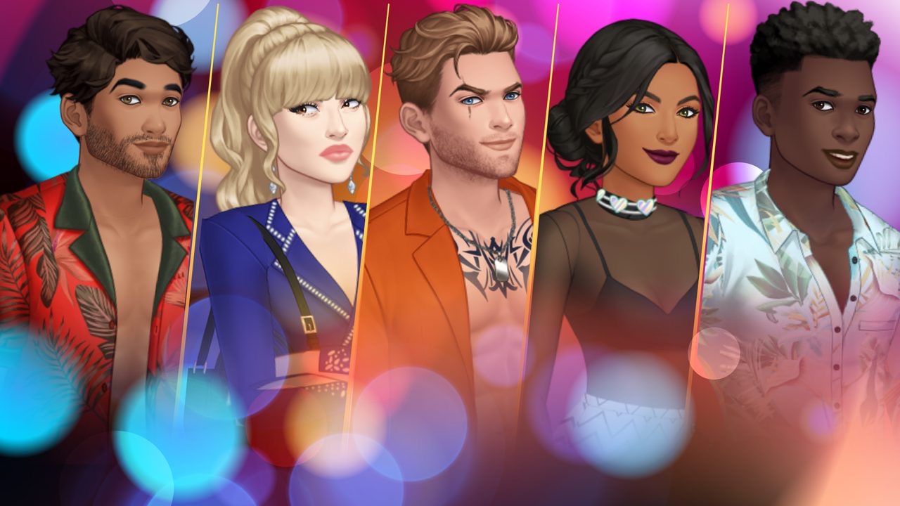 Key art for Episode: Reality Stars: five cast members posed in front of stage lights